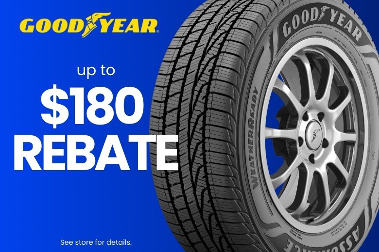 Up To $180 Rebate on Goodyear Tires